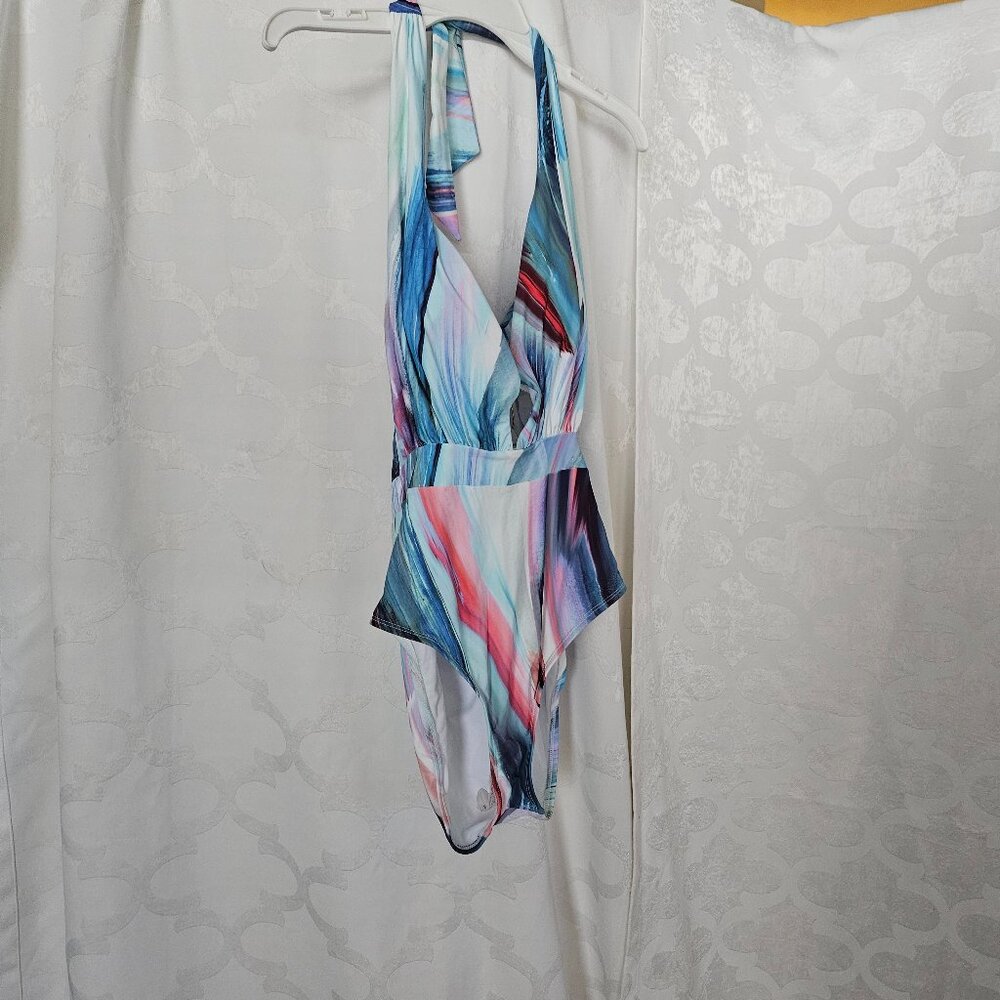 **Bright Abstract Halter Swimsuit**  New With Tag